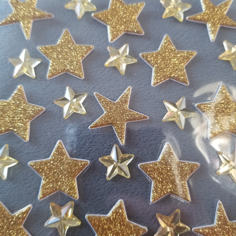 Gold Glitter Star Stickers (45 Pc)